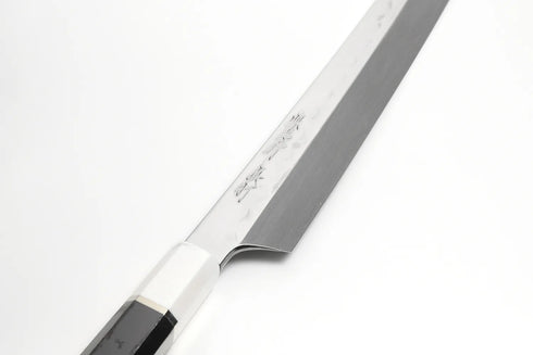 堺 孝行 真打 水本焼 白二鋼 飛燕 和包丁 サヤ付 黒檀柄 8