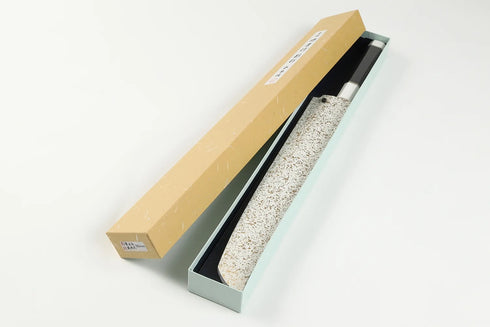 堺 孝行 影打 水本焼 白二鋼 玄武 和包丁 サヤ付 黒檀柄 2