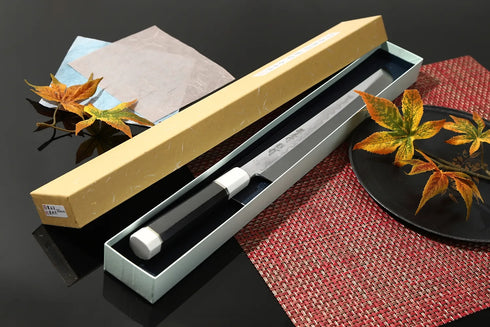 堺 孝行 影打 水本焼 白二鋼 玄武 和包丁 サヤ付 黒檀柄 1