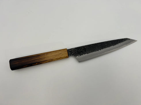 堺 孝行 焔 紅蓮 青ニ鋼 黒打 鎚目 ペティーナイフ 和包丁 樫焼柄 2