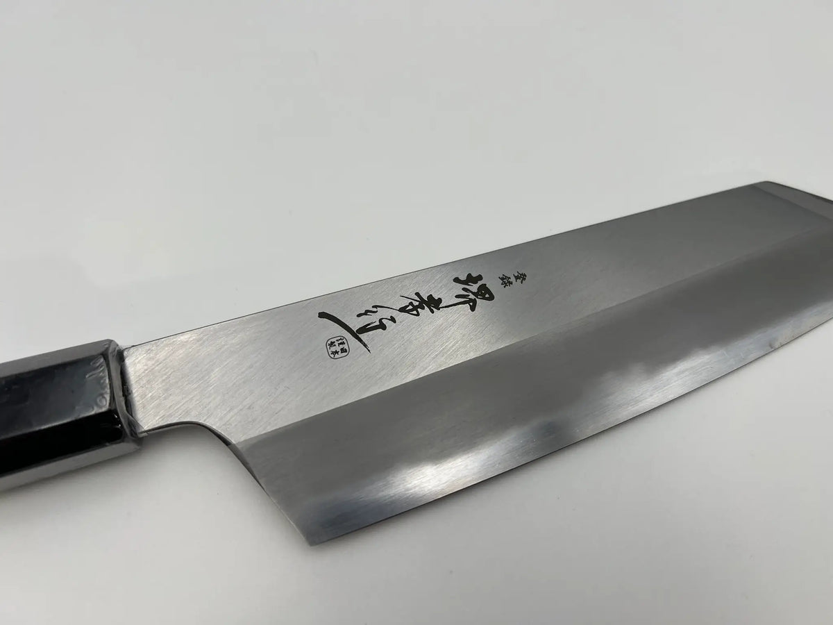 堺 孝行 焔SP 青ニ鋼 剣型三徳 和包丁 黒檀柄 – 堺孝行包丁専門店