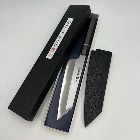 堺 孝行 焔SP 青ニ鋼 剣型三徳 和包丁 黒檀柄 1