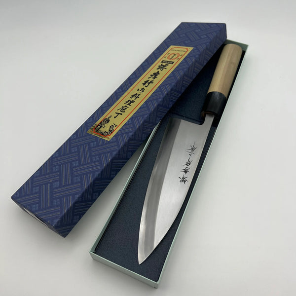 堺 孝行 本霞研 白三鋼 出刃 和包丁 朴柄 1