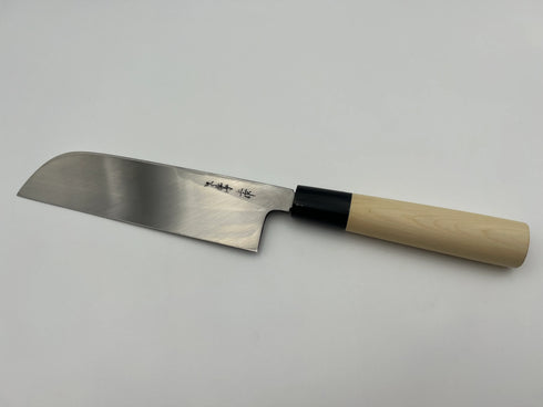 堺 孝行 本霞研 白三鋼 鎌形薄刃 和包丁 朴柄 5