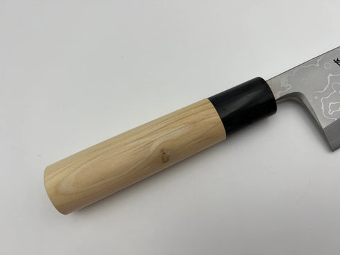 堺 孝行 うずしお 白二鋼 ダマスカス 出刃 和包丁 朴柄 4