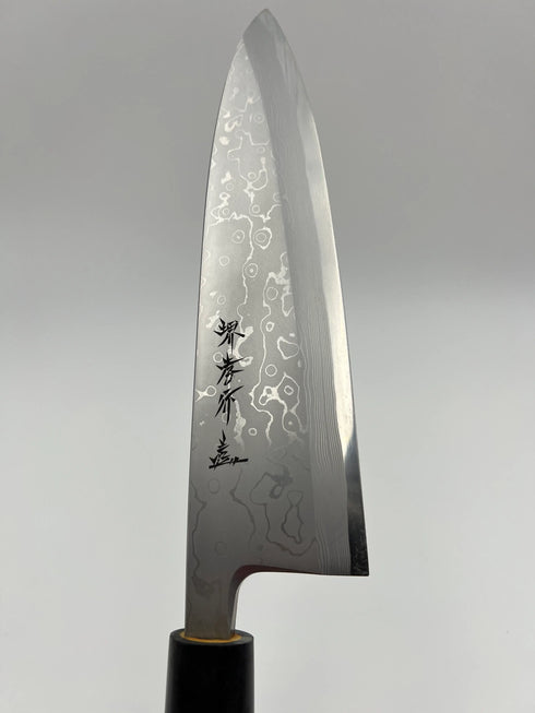 堺 孝行 うずしお 白二鋼 ダマスカス 出刃 和包丁 朴柄 6