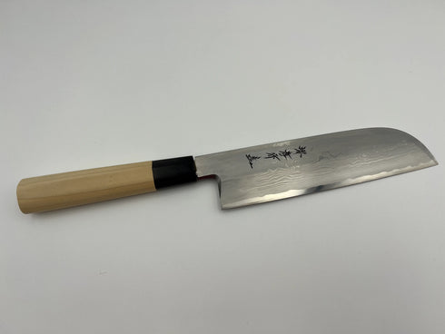 堺 孝行 うずしお 白二鋼 ダマスカス 鎌形薄刃 和包丁 朴柄 2