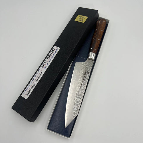 堺 孝行 VG10 33層 ダマスカス 剣型三徳 洋包丁 デザートアイアンウッド(杉原モデル)柄 1