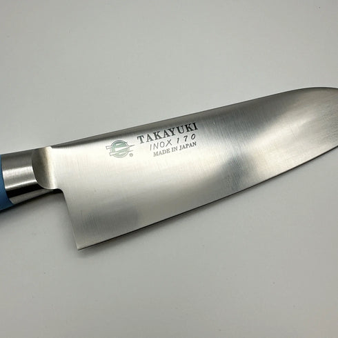 堺孝行 イノックス抗菌カラー 8A鋼 巾広菜切 POM樹脂 抗菌ハンドル(ブルー)3