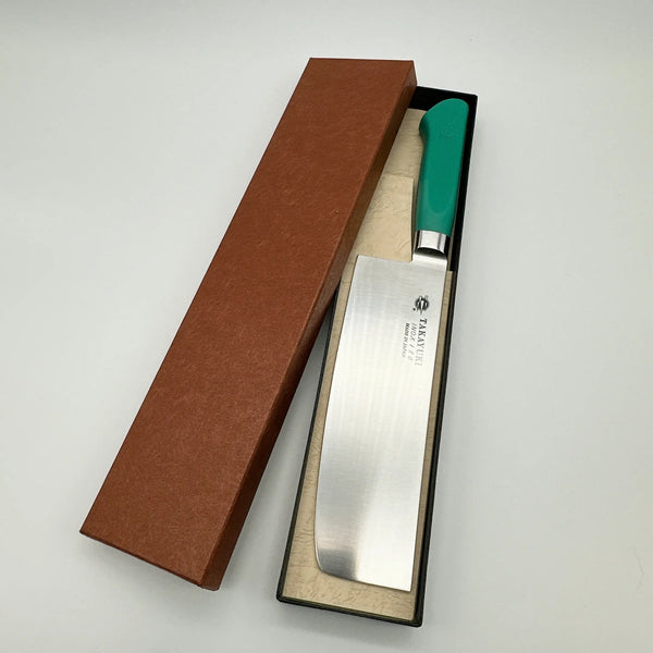 堺孝行 イノックス抗菌カラー 8A鋼 巾広菜切 POM樹脂 抗菌ハンドル(グリーン)1