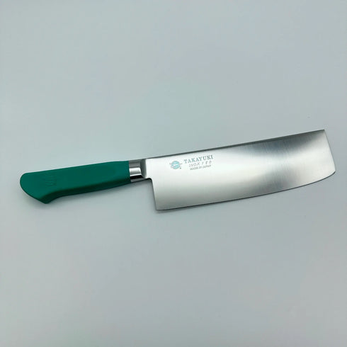 堺孝行 イノックス抗菌カラー 8A鋼 巾広菜切 POM樹脂 抗菌ハンドル(グリーン)2