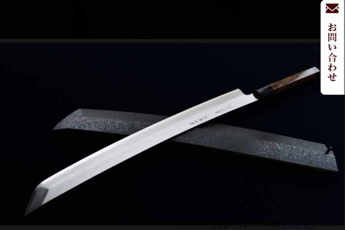 堺 孝行 白虎 白一鋼 斬月型 和包丁 サヤ付 黒檀柄