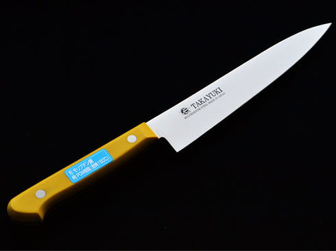 堺 孝行 S/S PC柄カラー 8A鋼 ペティーナイフ POM樹脂 抗菌ハンドル イエロー 1