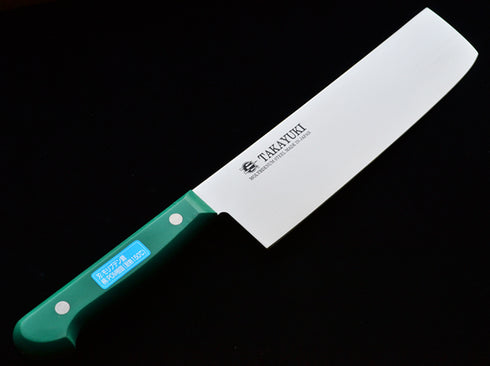 堺 孝行 S/S PC柄カラー 8A鋼 巾広菜切 POM樹脂 抗菌ハンドル グリーン 2