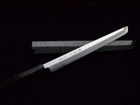 堺 孝行 白虎 白一鋼 先丸蛸引 和包丁 サヤ付 黒檀柄 1