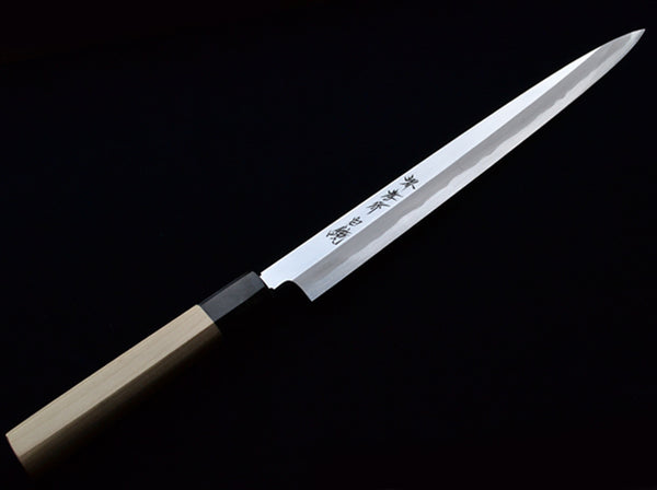 堺 孝行 特上鏡面 白二鋼鏡面 ふぐ引 和包丁 朴柄 1