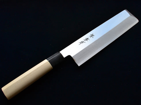 堺 孝行 霞研 白三鋼 薄刃 和包丁 水牛角付朴柄 1
