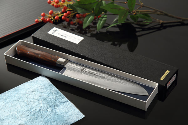 堺 孝行 VG10 33層 ダマスカス 三徳 洋包丁 デザートアイアンウッド(杉原モデル)柄 1