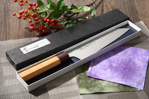 堺孝行 33層 ダマスカス VG10 剣型牛刀 和包丁 ケヤキ柄 1