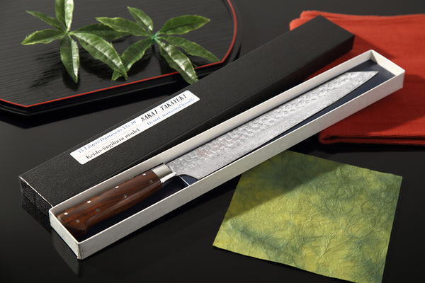 堺 孝行 VG10 33層 ダマスカス 剣型柳刃 洋包丁 デザートアイアンウッド(杉原モデル)柄 1