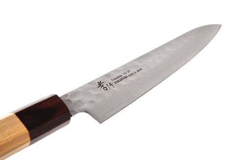 堺孝行 33層 ダマスカス VG10 ペティーナイフ 和包丁 ケヤキ柄 4