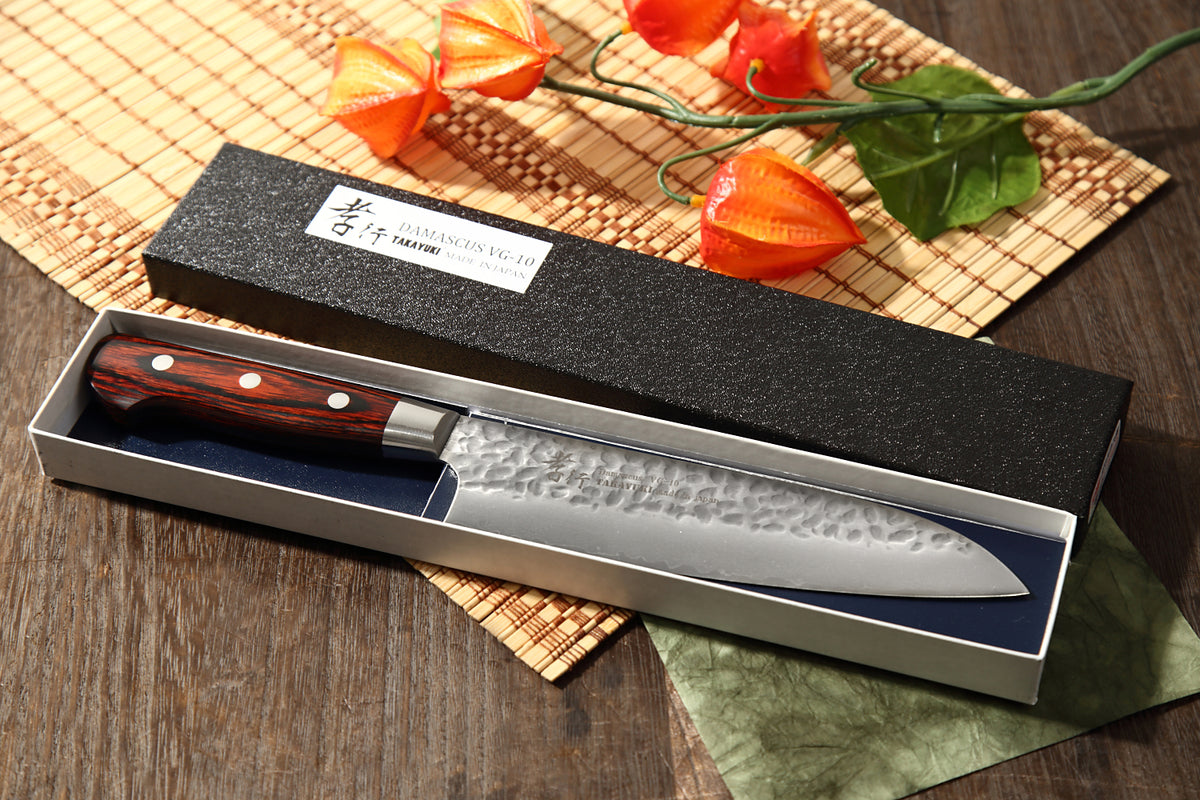 堺 孝行 VG10 33層 ダマスカス サバキ包丁 180mm マホガニー柄 堺 孝行 VG10 33層 ダマスカス サバキ包丁 180mm マホガニー柄