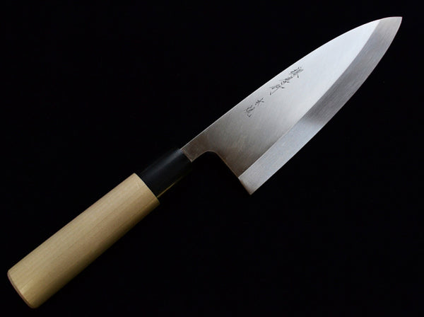 堺 孝行 水本焼 白二鋼 出刃 和包丁 朴柄 1