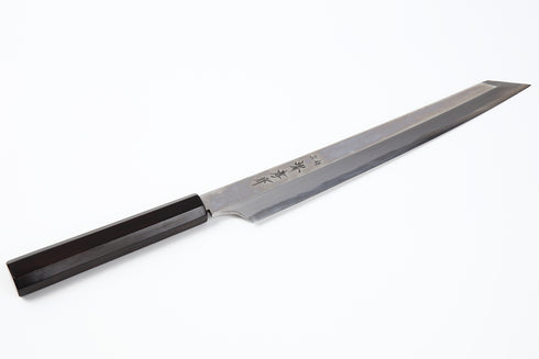 堺 孝行 青龍 青二鋼 ダマスカス 柳刃 和包丁 サヤ付 黒檀柄 4