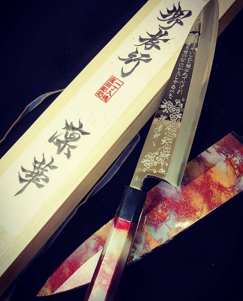 堺 孝行 凛華 銀三鋼 身卸出刃 和包丁 漆塗り柄 鞘付き 2