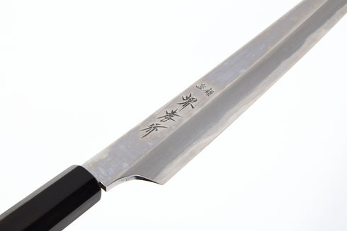 堺 孝行 青龍 青二鋼 ダマスカス 柳刃 和包丁 サヤ付 黒檀柄 6
