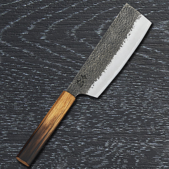 堺 孝行 焔 紅蓮 青ニ鋼 黒打 鎚目 江戸型菜切 和包丁 樫焼柄 – 堺孝行